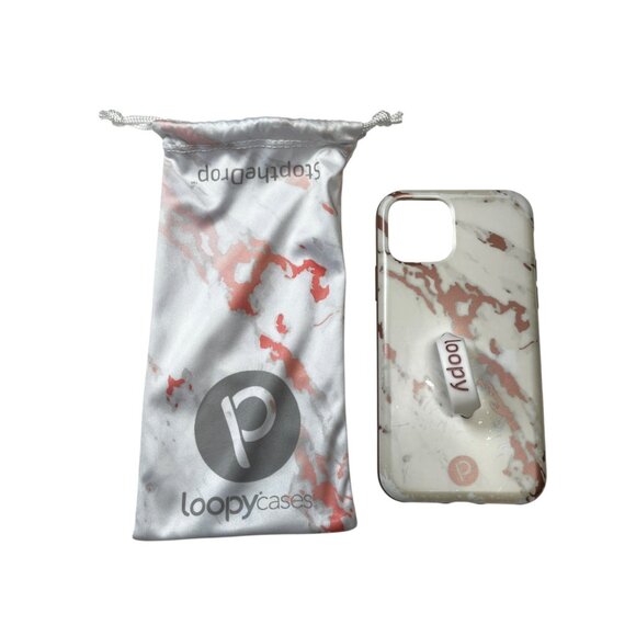 Loopy Case iPhone 11 Pro with Dust Bag White Rose Gold Marble - Picture 1 of 3